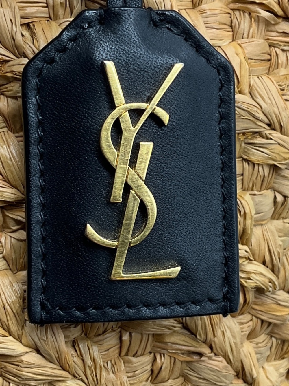 SAINT LAURENT NATURAL / BLACK PANIER BASKET SHOPPER RAFFIA SMALL TOTE BUCKET BAG - Picture 9 of 14